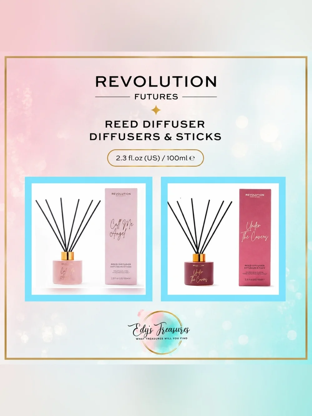Revolution Reed Diffuser 2 Pack Call Me Angel Under The Covers NEW